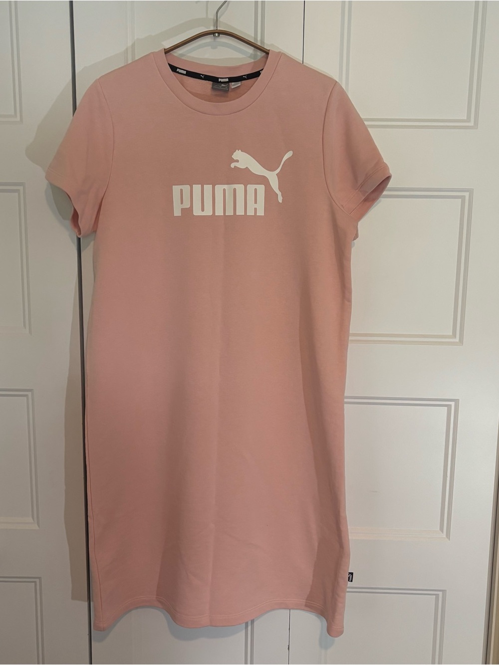 Puma Essentials Slim Tee Dress Light Pink Logo - Excellent Condition